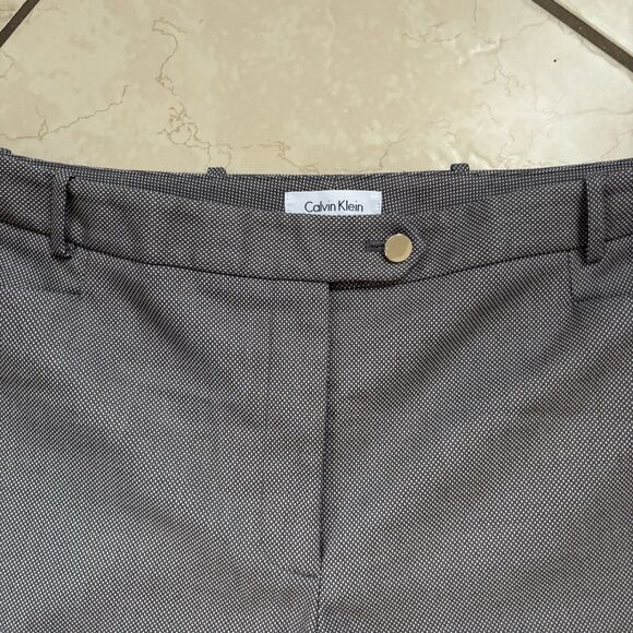 Calvin Klein Womens Gray Micro-Dot Modern Fit Straight Leg Trouser Pants Size 12 - Picture 2 of 9